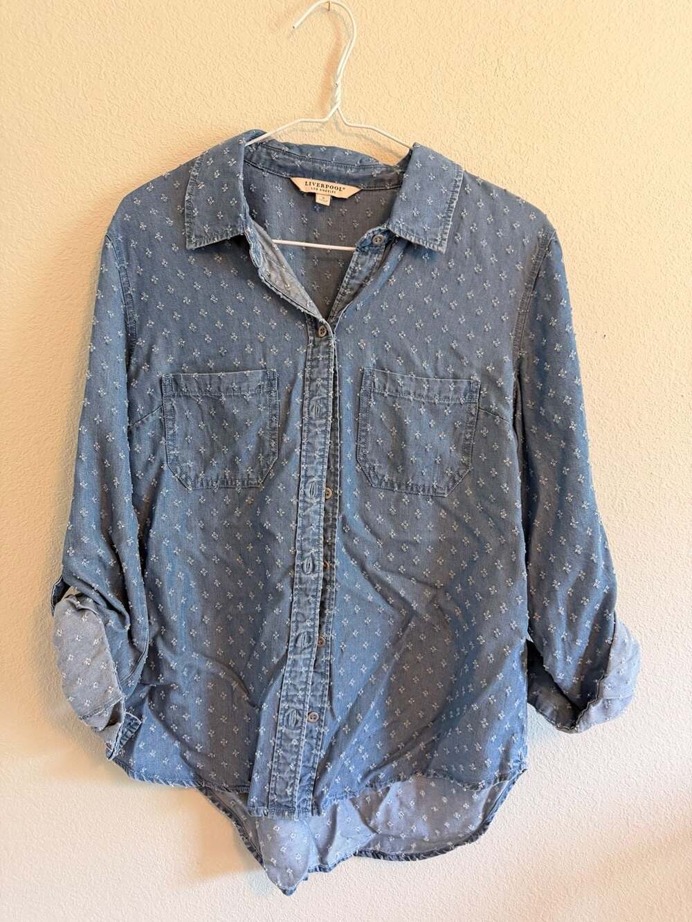 Liverpool Los Angeles Women's Blue Chambray Button-Down Shirt